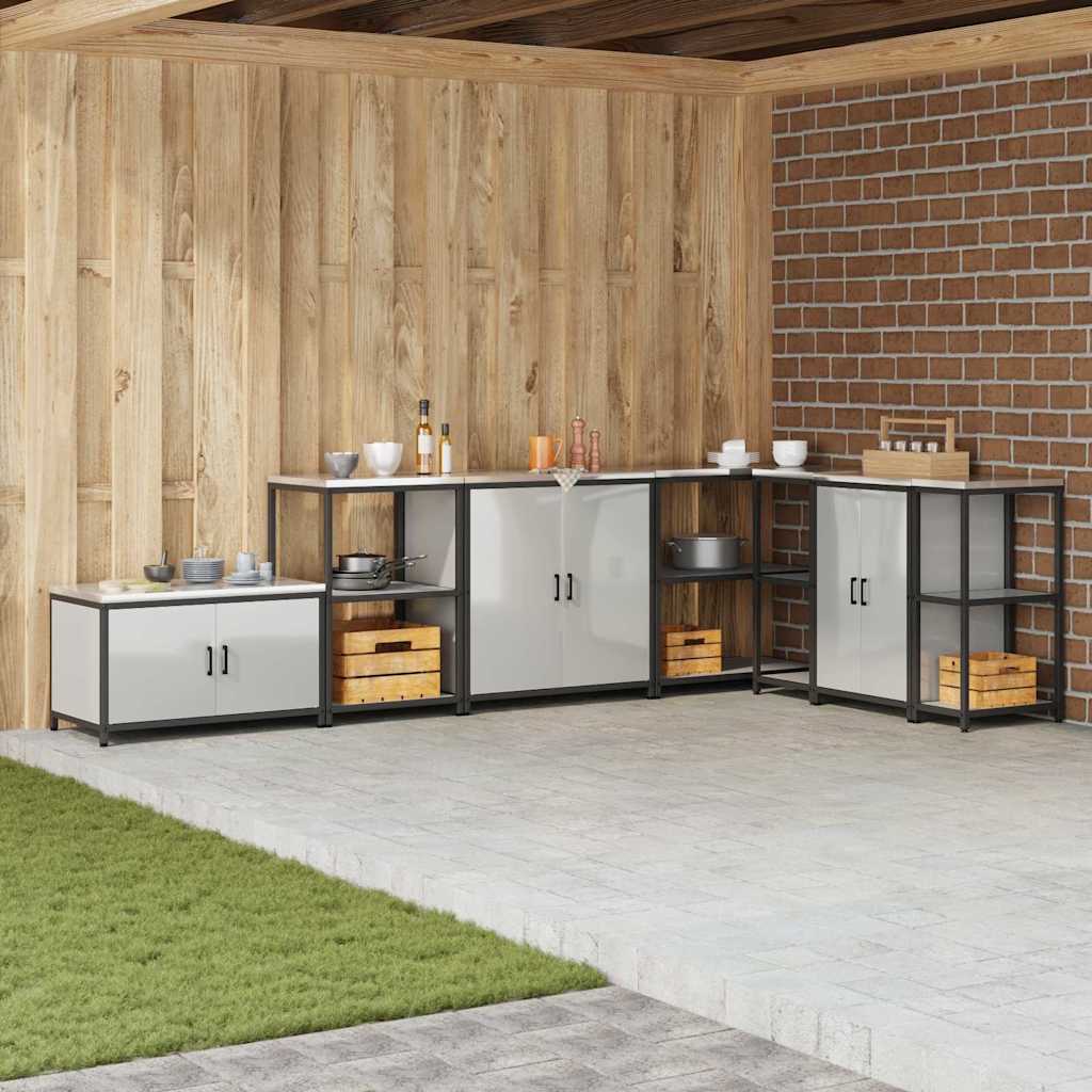 Kitchen Storage Cabinet with Shelf Silver Galvanised steel